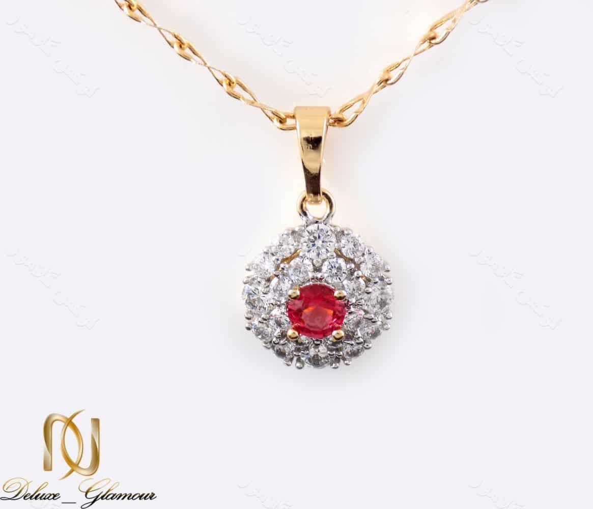 گردنبند دخترانه ژوپینگ با نگین های سفید و قرمز زیرکونیا nw-n166