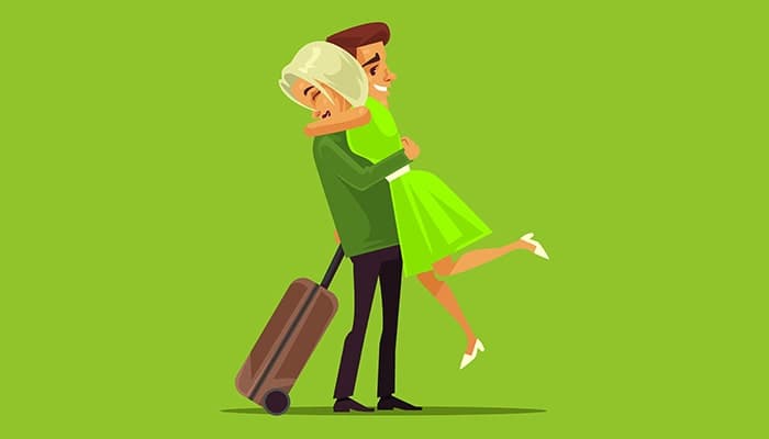 وکتور کاراکتر کارتونی زن و مرد جوان و ملاقات کردن