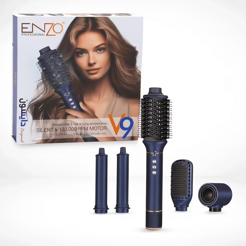 سشوار و حالت دهنده 5 کاره مدل EN-754 انزو ENZO EN-754 V9 5-in-1 Professional Hair Dryer & Volumizing Hot Air Styler