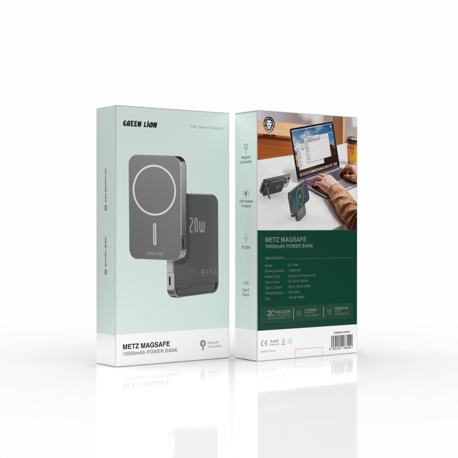 پاوربانک مگ سیف متز 10000 میلی آمپر گرین لاین Green Lion Metz Magsafe 10000mAh — تصویر ۲