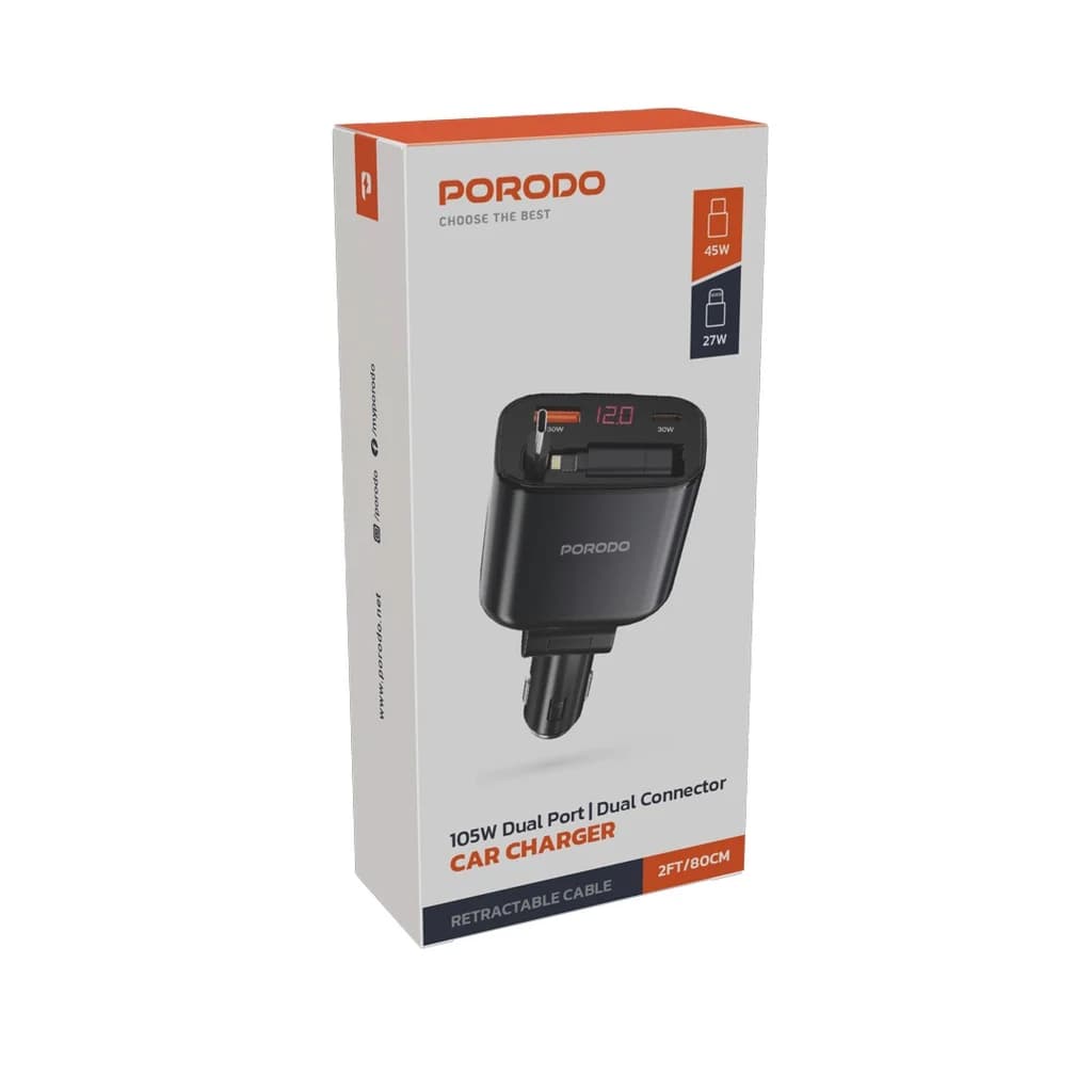 شارژر فندکی 105 وات پرودو مدل Porodo PD-CRD105W — تصویر ۳