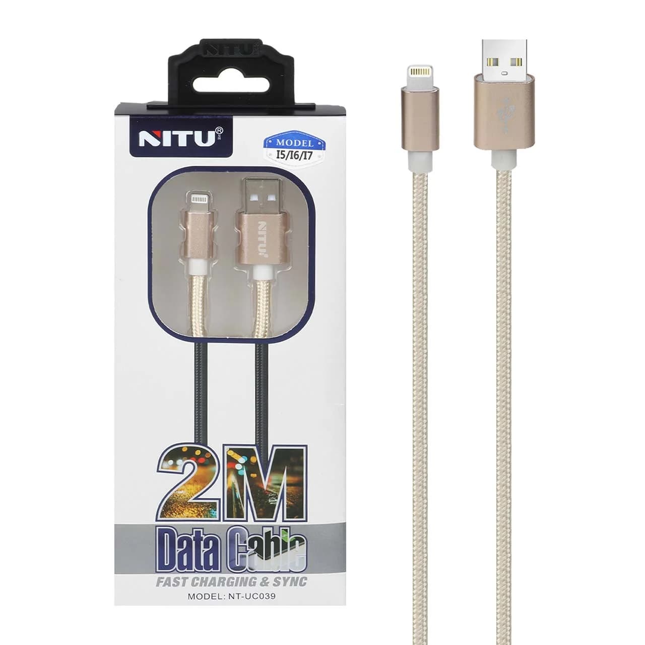 کابل شارژ 2 متری آیفون NITU مدل UC039 – طلایی (گارانتی 18 ماه تعویض نیکان همراه)