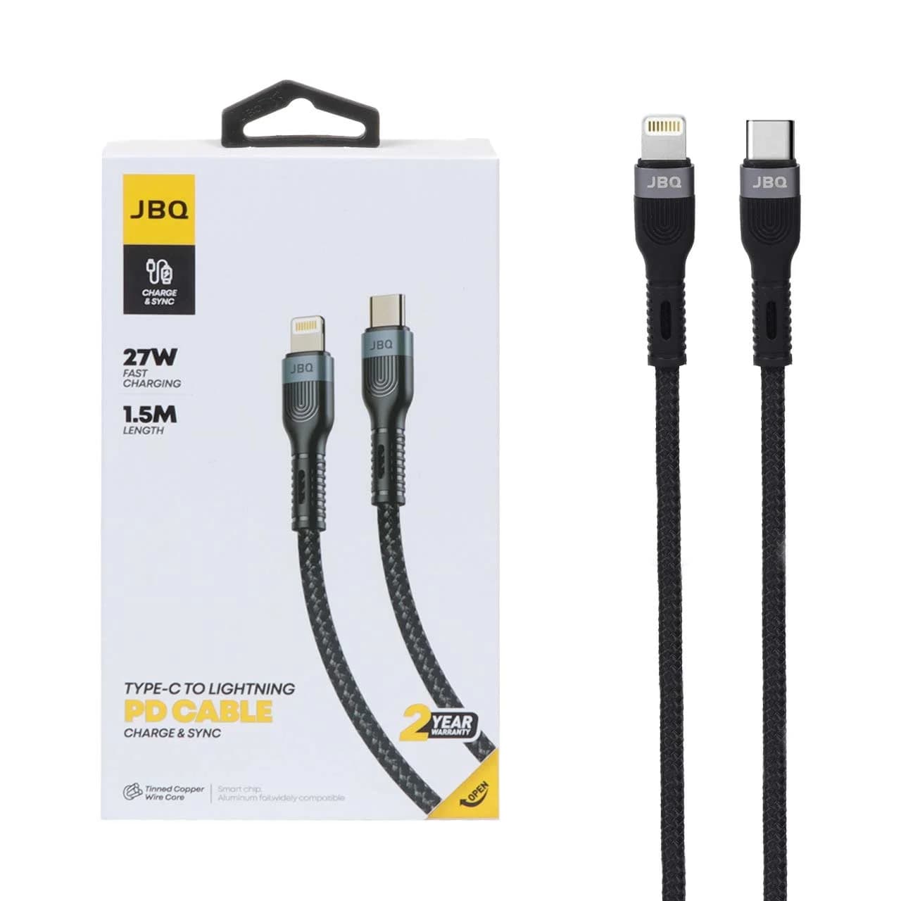 کابل شارژ 1.5 متری PD و فست JBQ Type-C to Lightning مدل CA-720 – مشکی (گارانتی یکساله رصاصی)