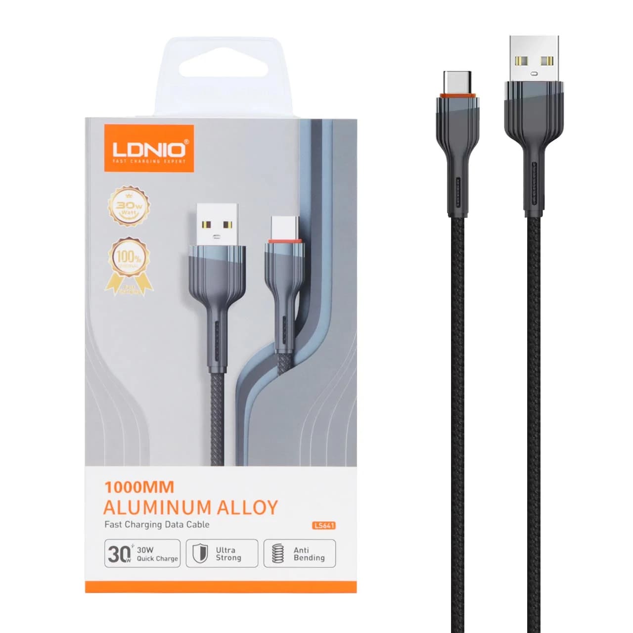 کابل شارژ فست LDNIO Type-C مدل LS641 – خاکستری (اصلی)