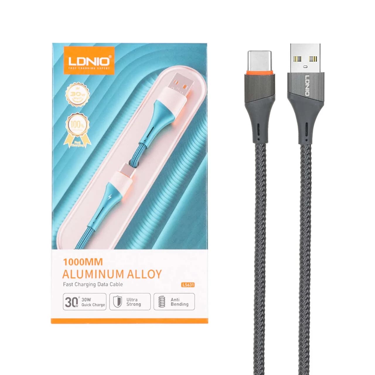 کابل شارژ فست LDNIO Type-C مدل LS631 – خاکستری (اصلی)