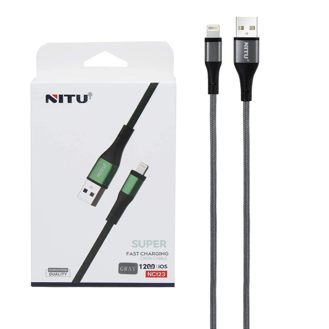 کابل شارژ فست آیفون NITU مدل NC123 – خاکستری (گارانتی 18 ماه تعویض نیکان همراه)