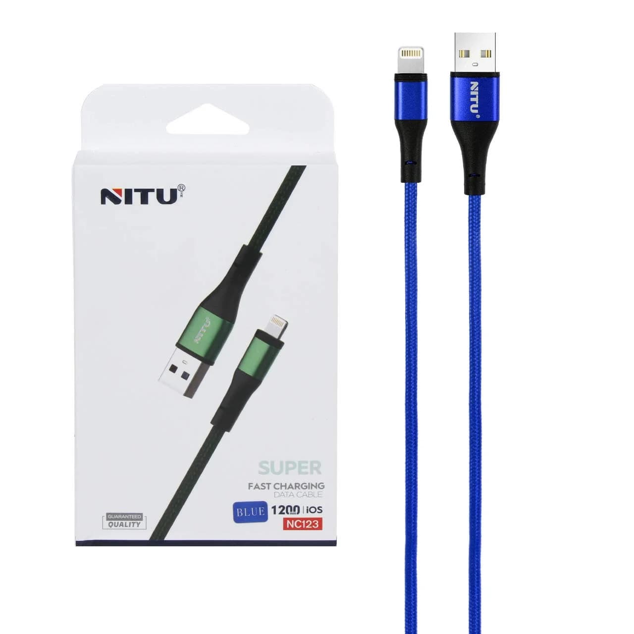 کابل شارژ فست آیفون NITU مدل NC123 – آبی (گارانتی 18 ماه تعویض نیکان همراه)