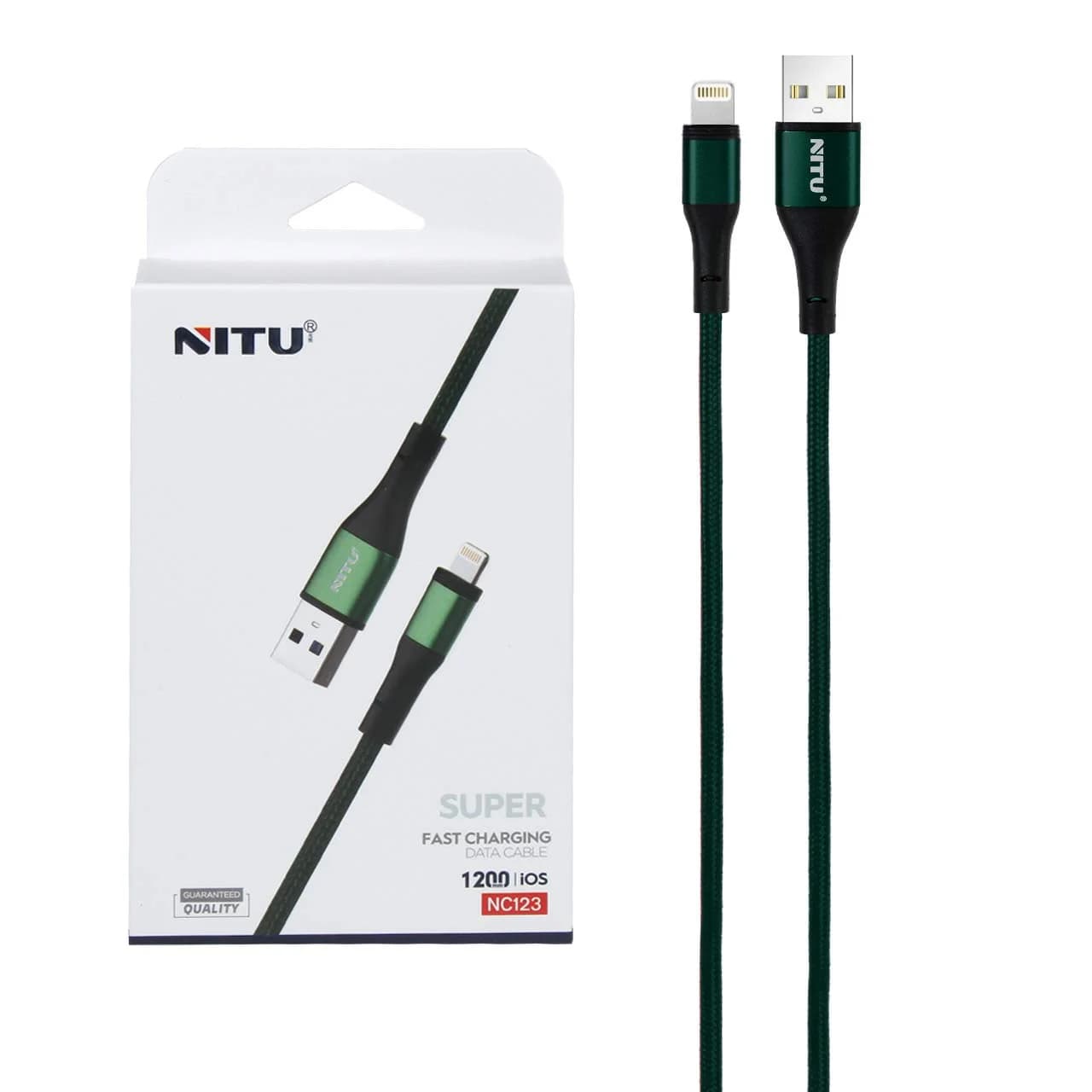 کابل شارژ فست آیفون NITU مدل NC123 – سبز (گارانتی 18 ماه تعویض نیکان همراه)