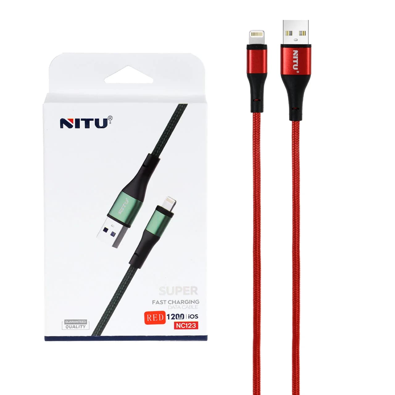 کابل شارژ فست آیفون NITU مدل NC123 – قرمز (گارانتی 18 ماه تعویض نیکان همراه)
