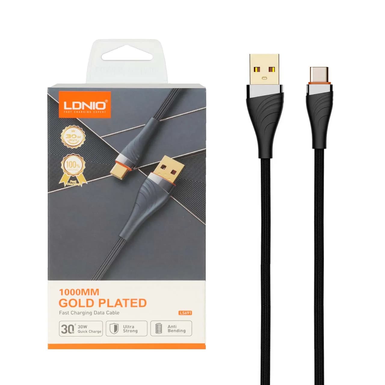 کابل شارژ فست LDNIO Type-C مدل LS691 – خاکستری (اصلی)