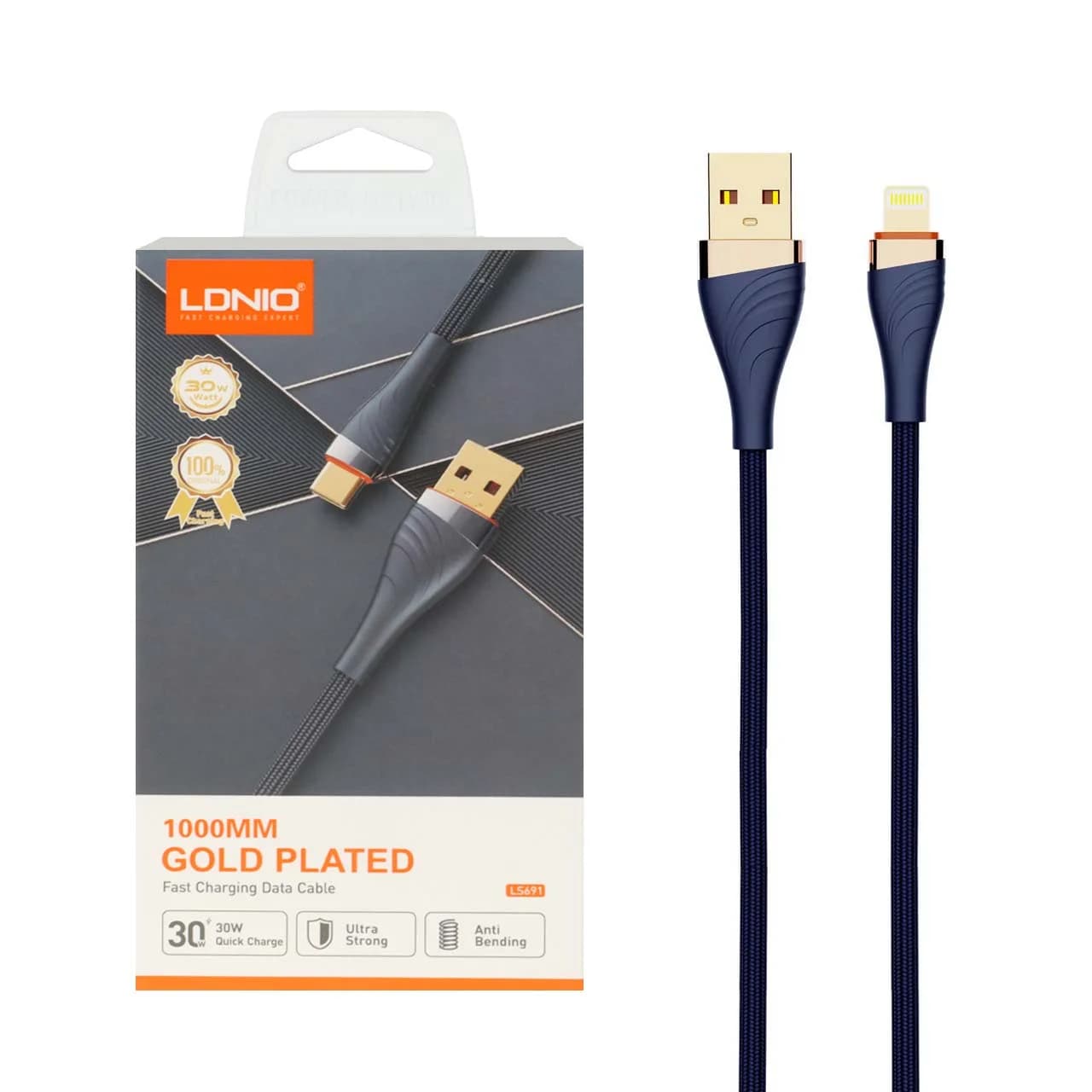 کابل شارژ فست آیفون LDNIO مدل LS691 – سرمه ای (اصلی)