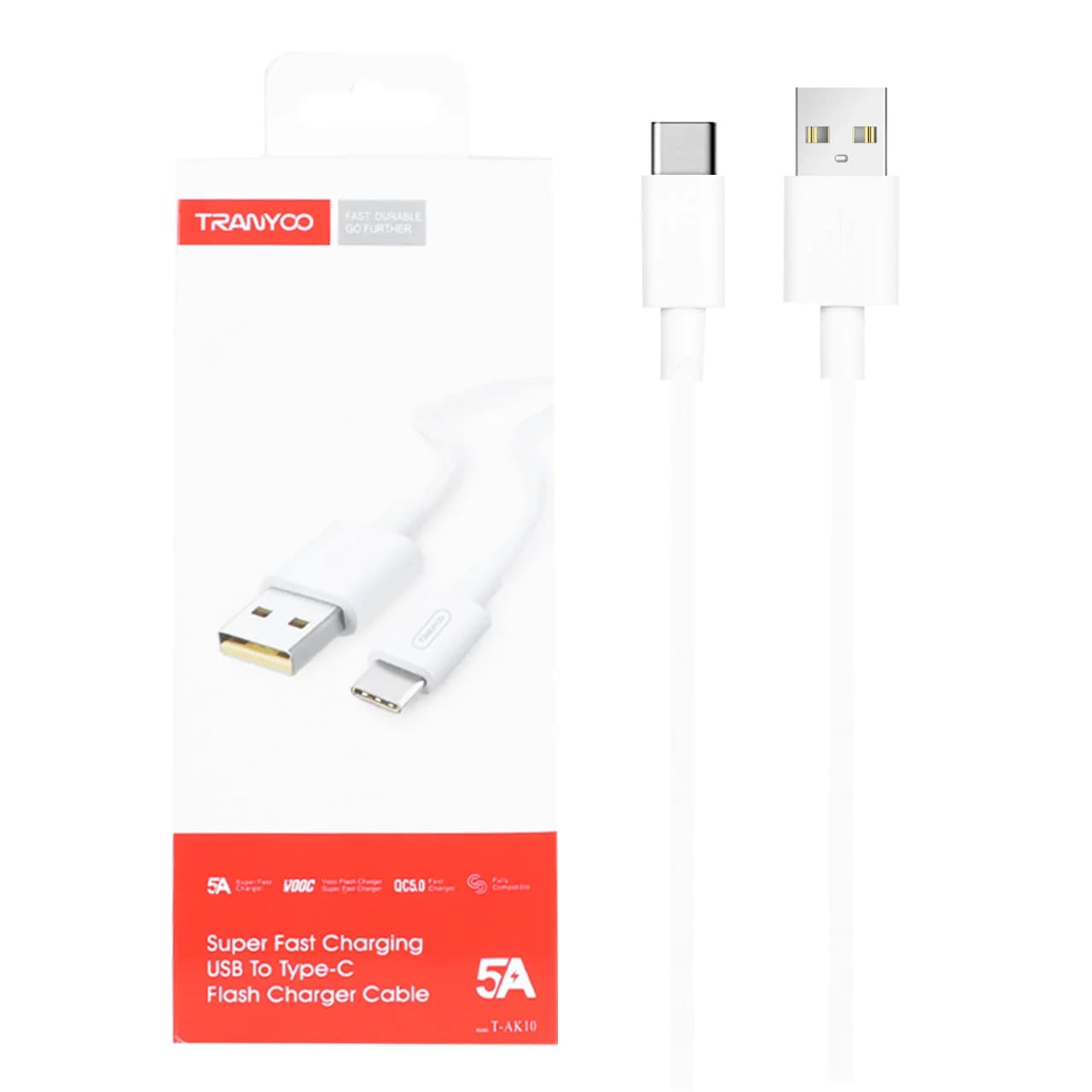 کابل شارژ فست Tranyoo Type-C مدل T-AK10 – سفید