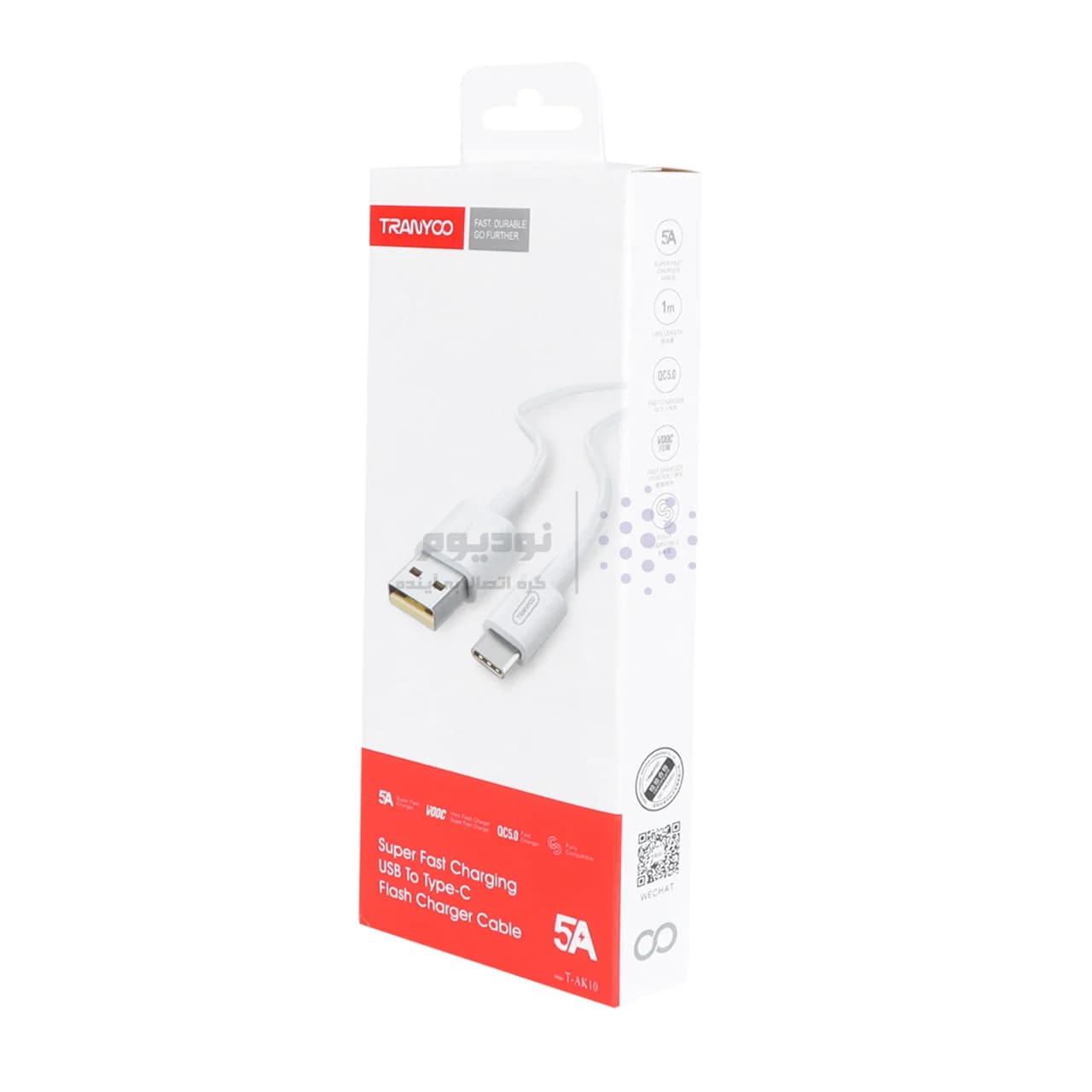 کابل شارژ فست Tranyoo Type-C مدل T-AK10 – سفید — تصویر ۳