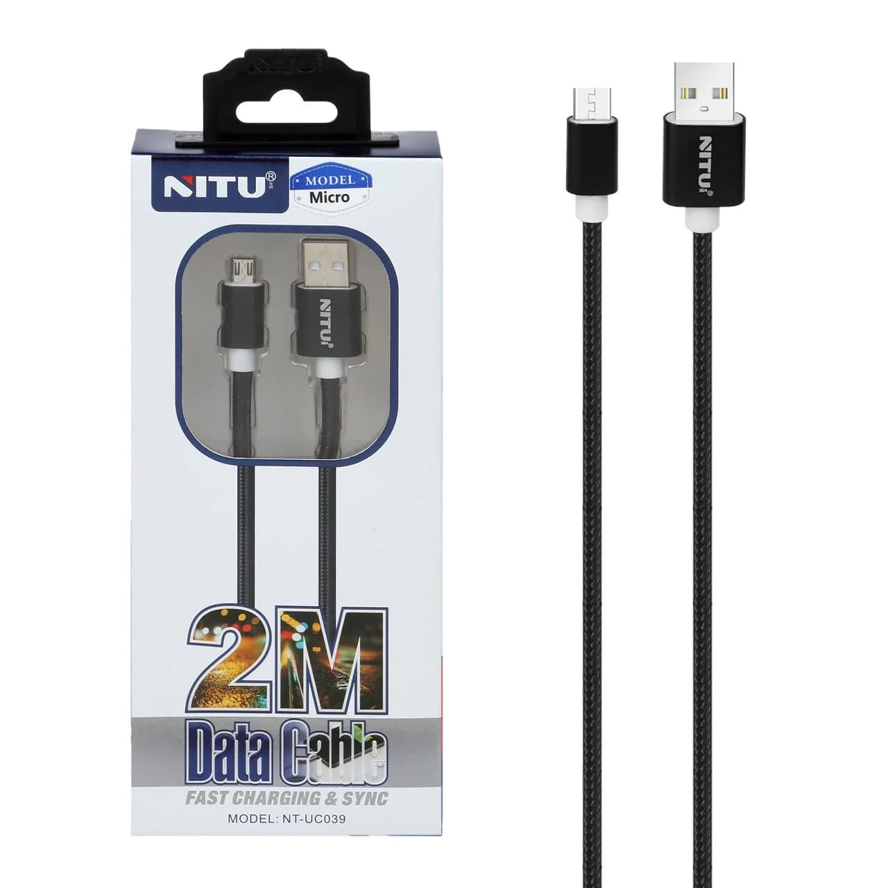 کابل شارژ 2 متری اندروید NITU مدل UC039 – مشکی (گارانتی 18 ماه تعویض نیکان همراه)