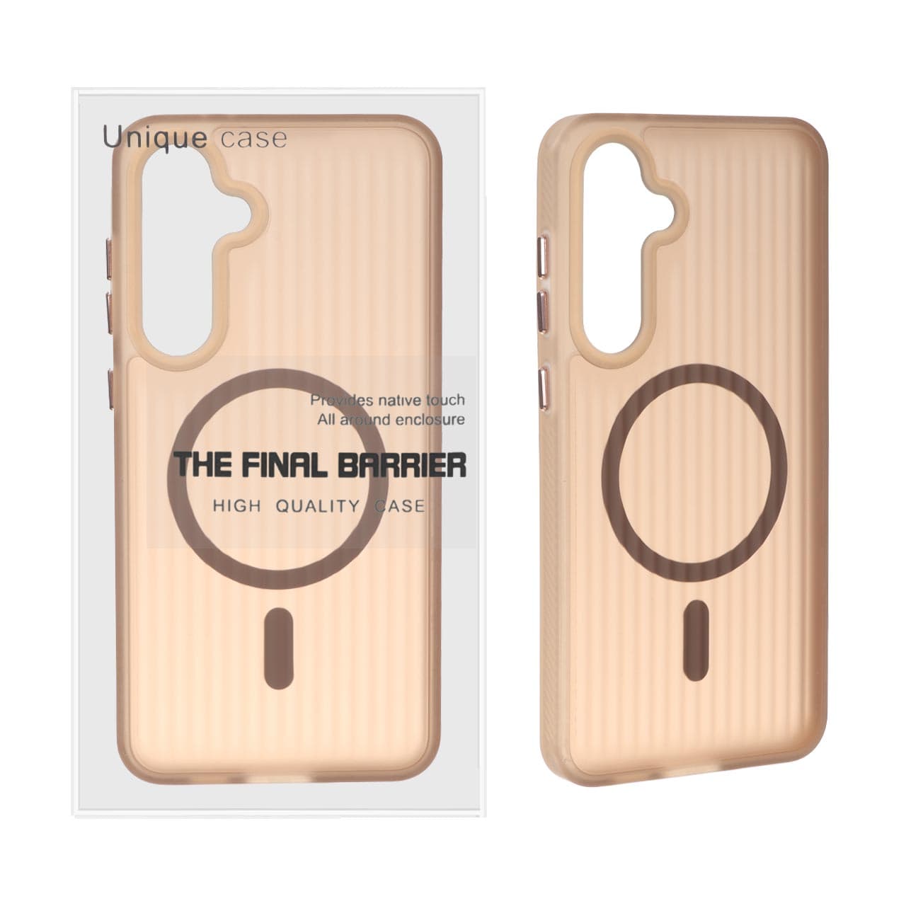 قاب اورجینال Unique Case کرکره ای مات MagSafe مدل Samsung Galaxy S24 FE – قهوه ای (پک دار)