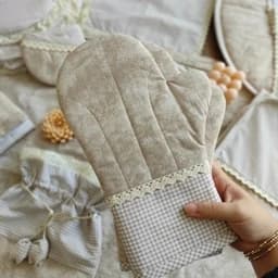 سرویس پارچه ای آشپزخانه جنس کتان نخ 14تیکه — تصویر ۴
