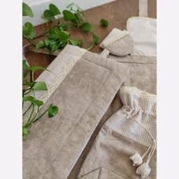 سرویس پارچه ای آشپزخانه جنس کتان نخ10تیکه — تصویر ۶