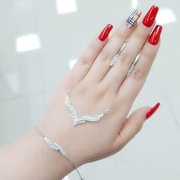 سرویس میکرو مدل زنجیری نقره 925 طرح جواهر ابکاری طلا — تصویر ۲