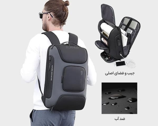 کوله پشتی مسافرتی لپ تاپ 15.6 اینچ ضد آب و ضد سرقت بنج BANGE BG-7216plus — تصویر ۸