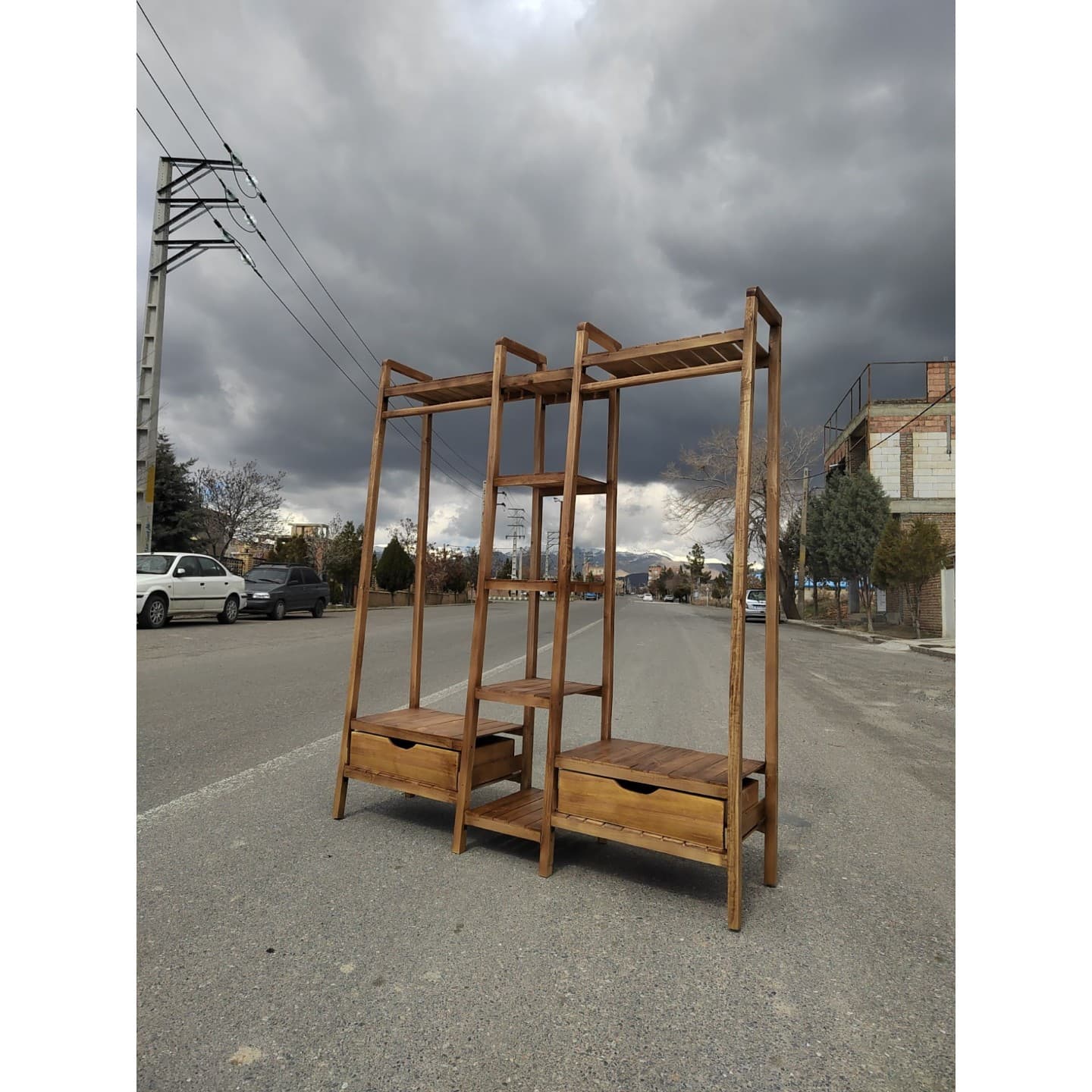 رگال ویترینی دو آویزه شیبدار دو کشویی. ارسال دکوبازار مدل 765901 — تصویر ۳