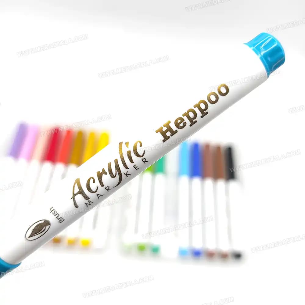 ماژیک اکریلیک 18 رنگ جعبه طلقی هیپو heppoo — تصویر ۴