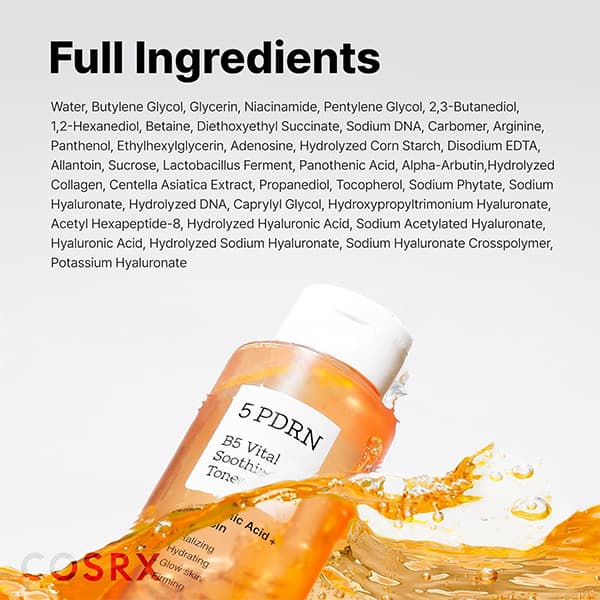 تونر 5 پی دی آر ان احیا و درخشان کننده کوزارکس Cosrx pdrn B5 Vital Soothing Toner مناسب انواع پوست حجم ۲۸۰ میلی لیتر — تصویر ۸
