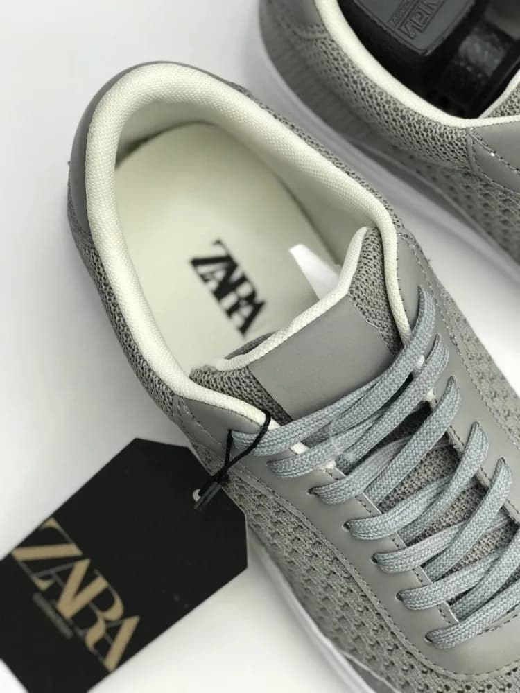 کد 2700 ZARA ونس زارا قلاب بافی طوسی سفید — تصویر ۳