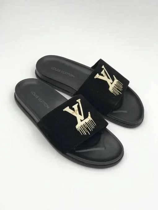 کد 300 صندل LV لوئیس ویتون LOUIS VUITTON قطره مشکی کرم — تصویر ۸
