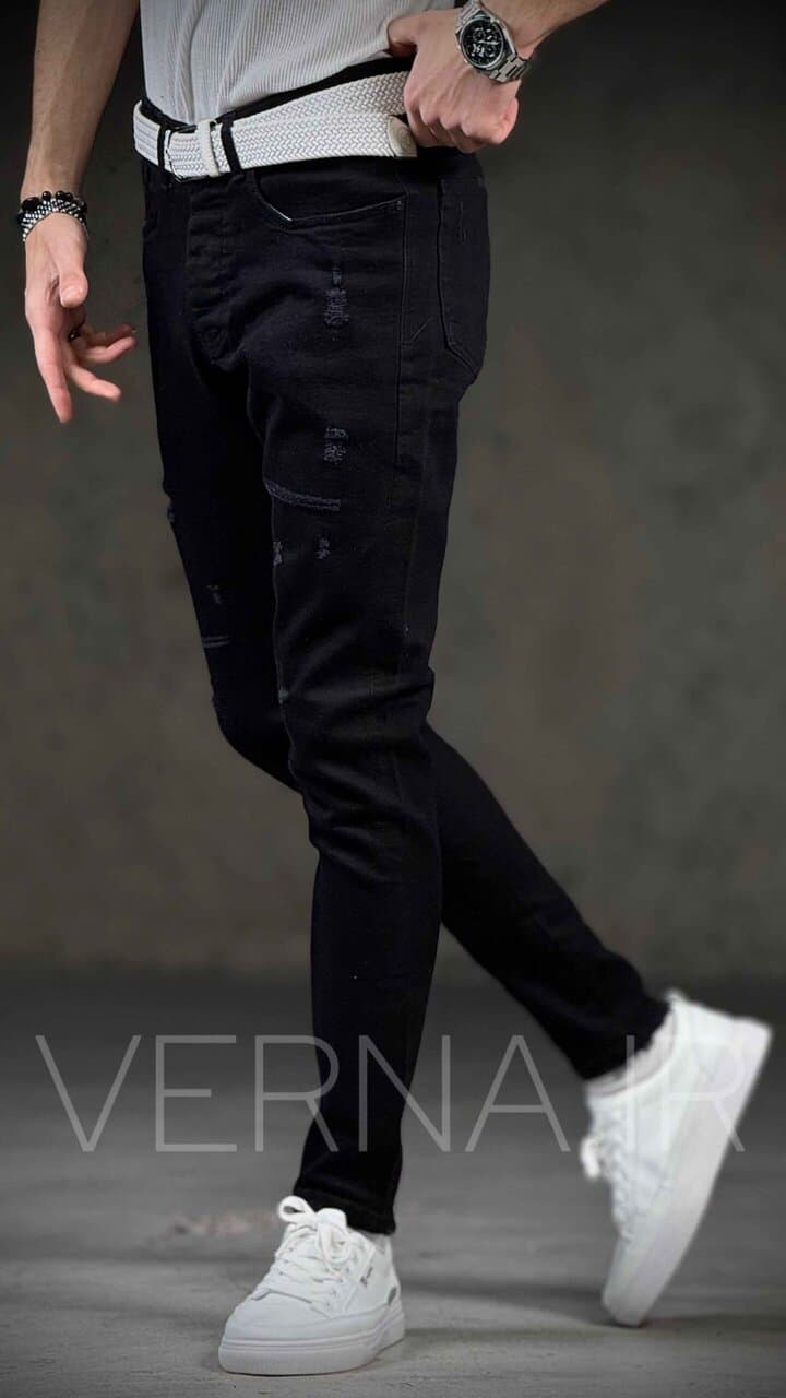 شلوار مردانه جین اسکینی زاپدار BLVCK0389 — تصویر ۲