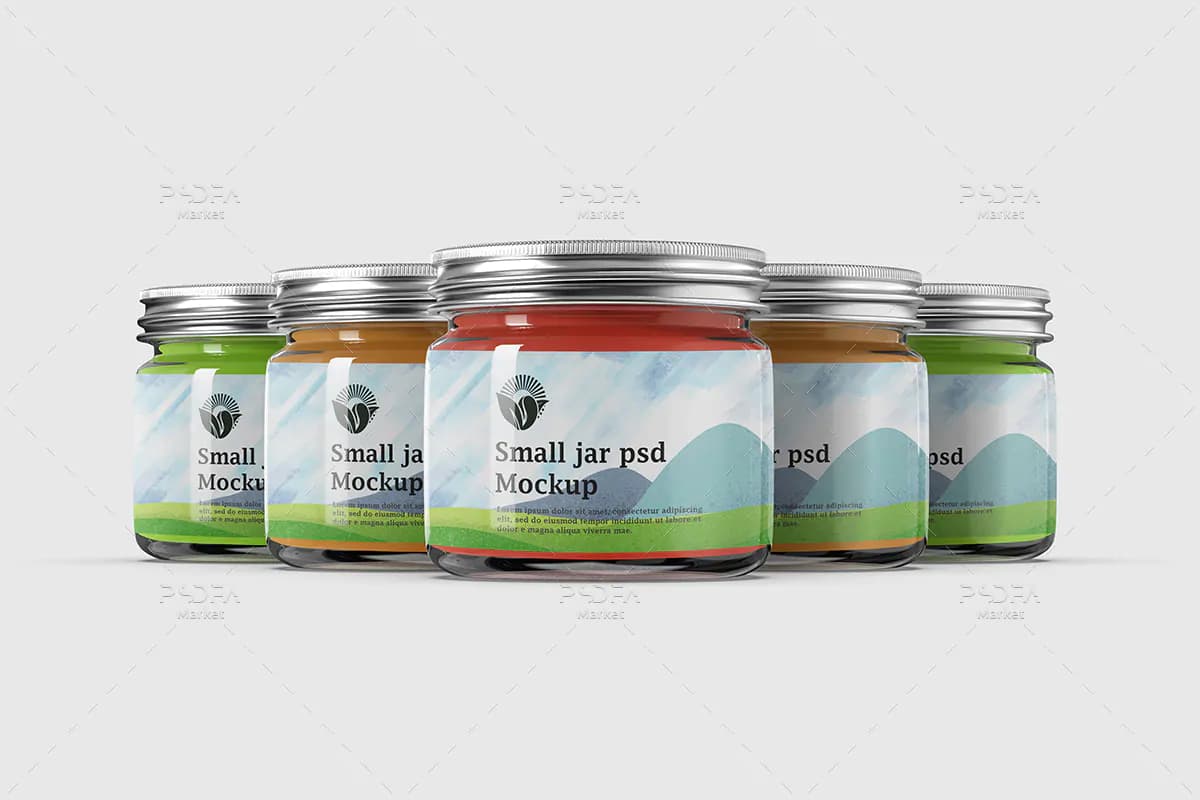 موکاپ شیشه ادویه و ترشی یا ژله کوچک — تصویر ۵