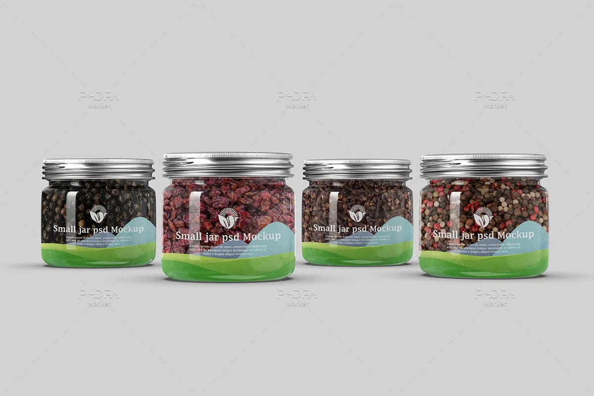 موکاپ شیشه ادویه و ترشی یا ژله کوچک — تصویر ۲
