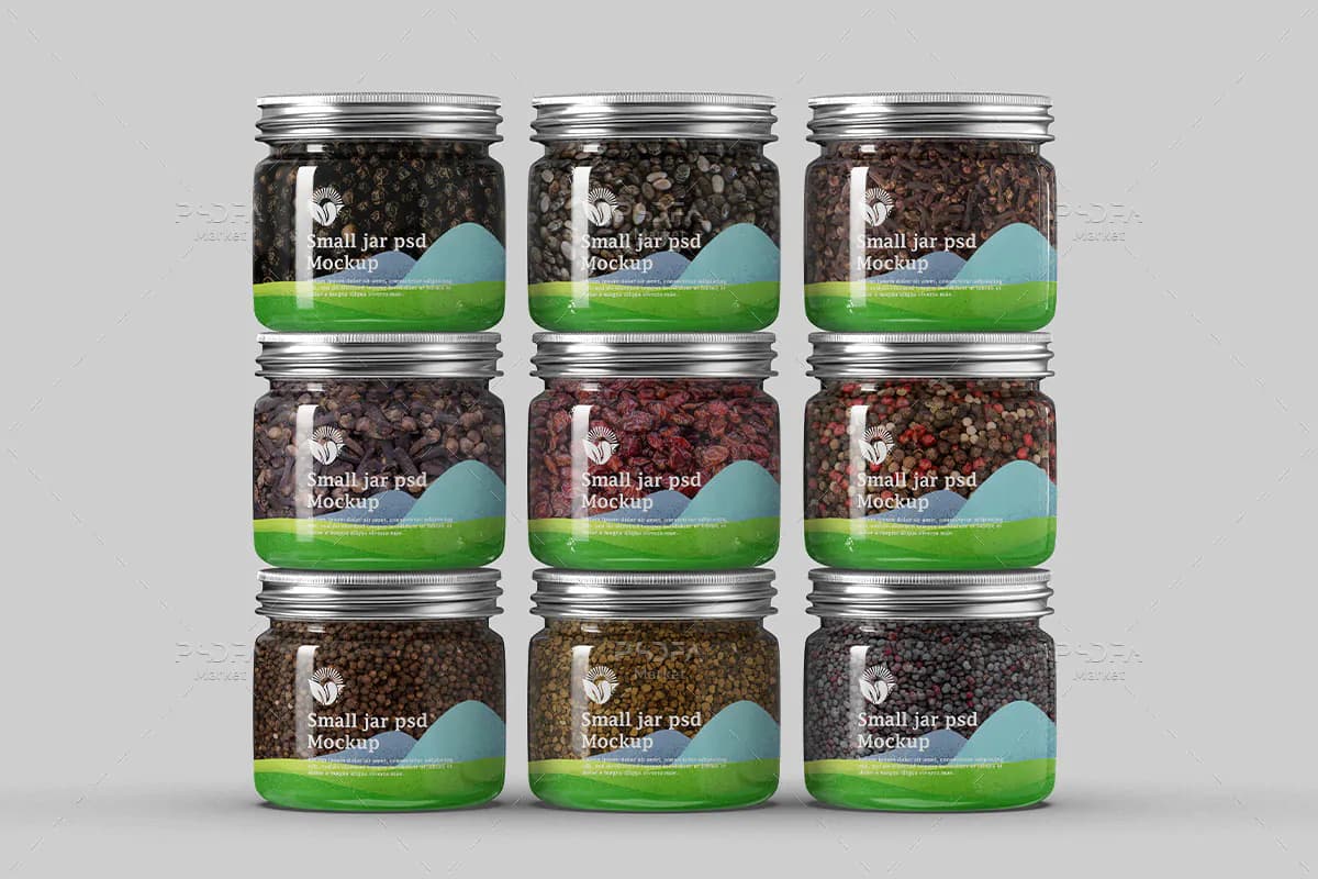 موکاپ شیشه ادویه و ترشی یا ژله کوچک — تصویر ۷