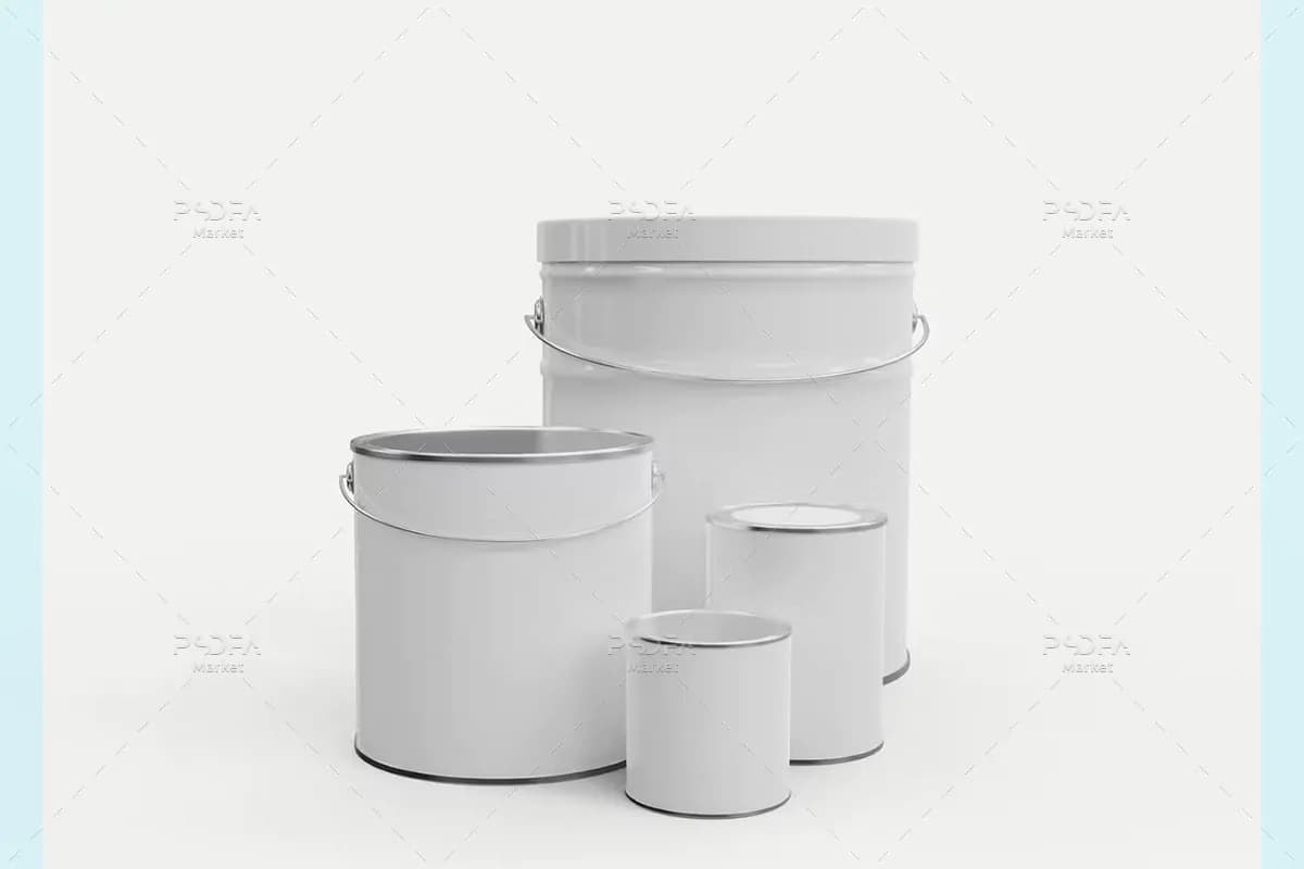 موکاپ سطل رنگ فلزی دسته دار — تصویر ۲