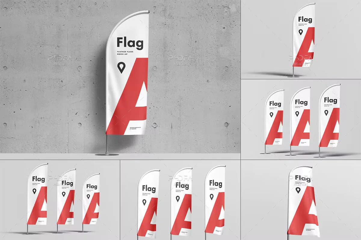 6 موکاپ پرچم پر Feather Flag