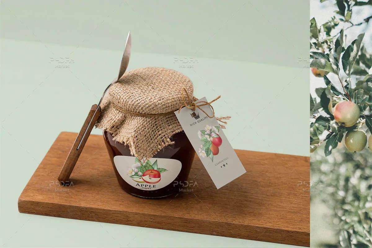 طرح نقاشی سیب و شکوفه به همراه پترن، قاب عکس و عناصر طراحی — تصویر ۴