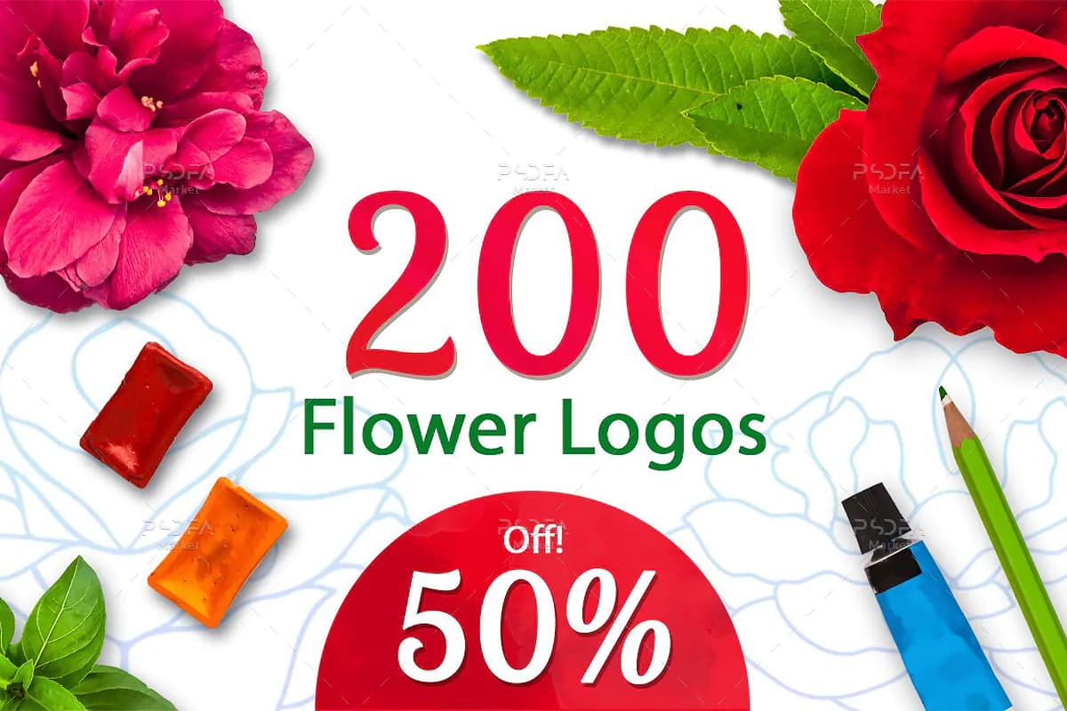 200 طرح وکتور لوگو گل های مختلف