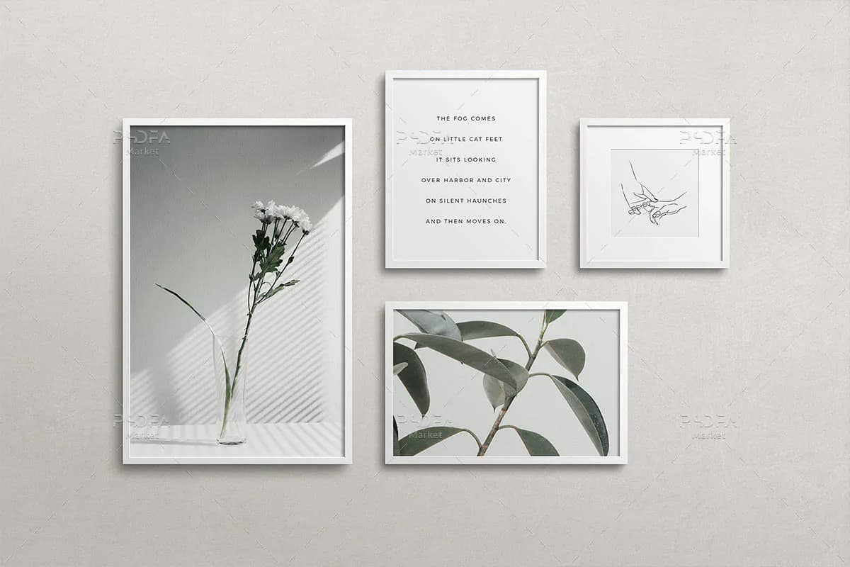 16 موکاپ قاب عکس عمودی، افقی و مربعی با سایزهای مختلف (کیت ساخت موکاپ) — تصویر ۲