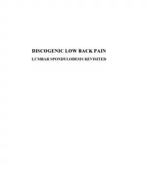 دانلود کتاب Discogenic low back pain : lumbar spondylodesis revisited