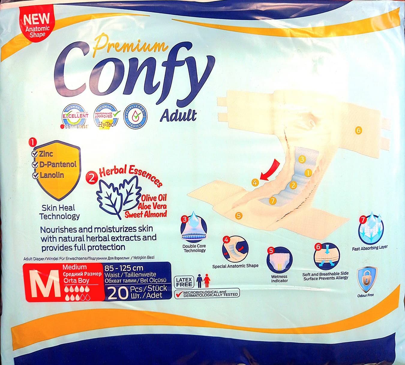 پوشینه بزرگسال کانفی چسبی سایز متوسط M بسته ۲۰ عددی کانفی confy