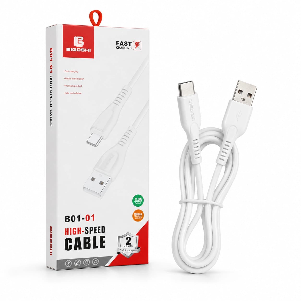 کابل فست شارژ usb to c برند BIBOSHI بسته 5 عددی