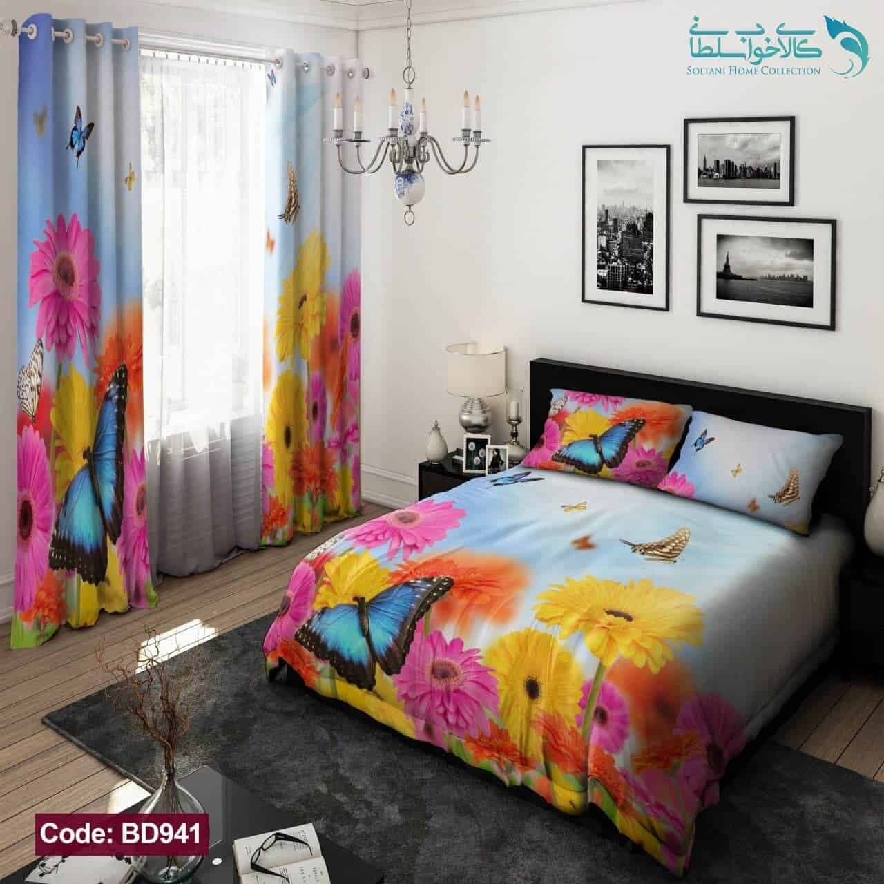 روتختی طرح گلدار رنگی دو نفره کد BD941