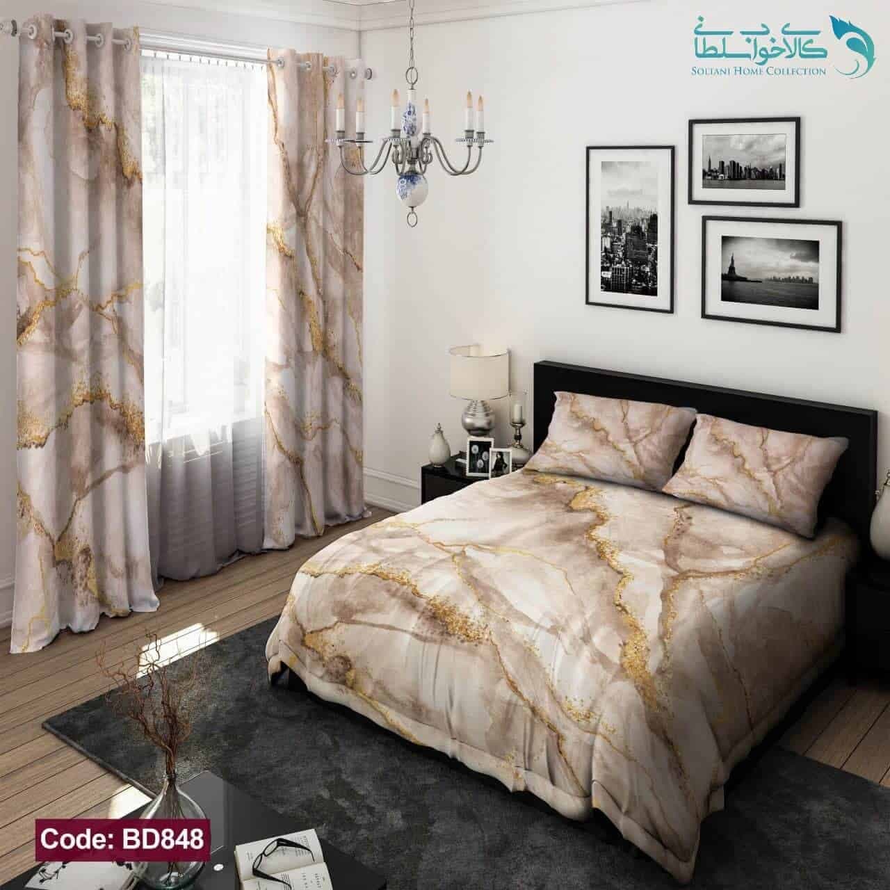 روتختی طرح مرمر کرم دو نفره کد BD848