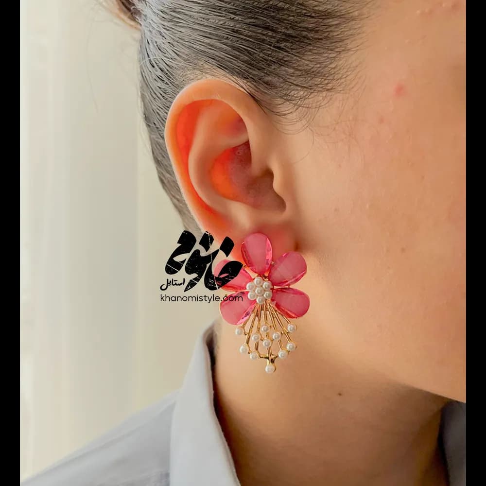گوشواره فشن طرح گل مرواریدی E1104T10 — تصویر ۶