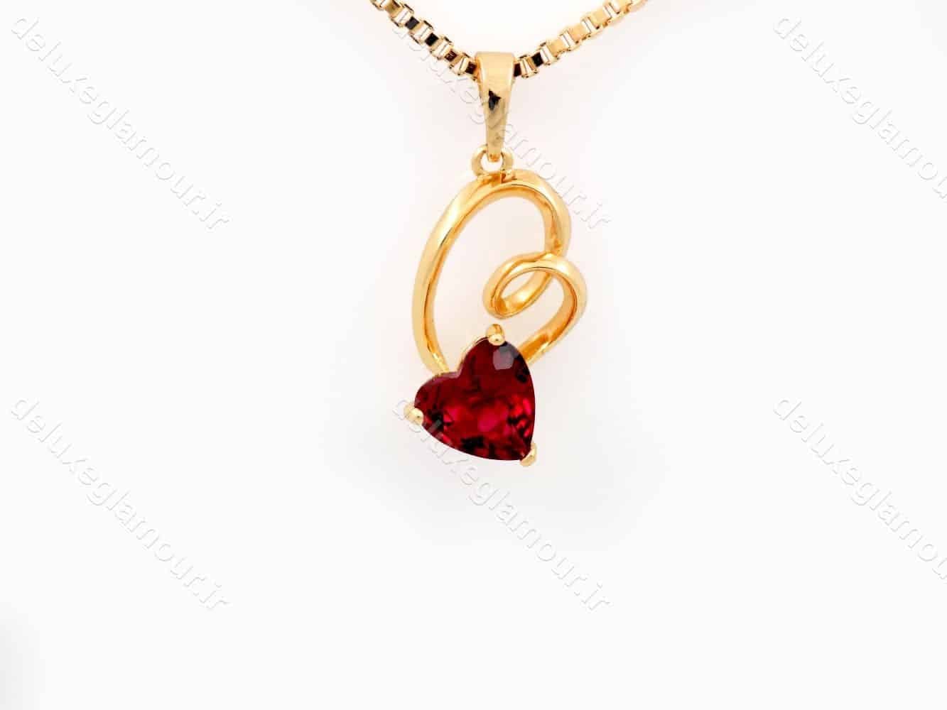 گردنبند دخترانه ژوپینگ طرح قلب با نگین قرمز از جنس زیرکونیا nw-n145