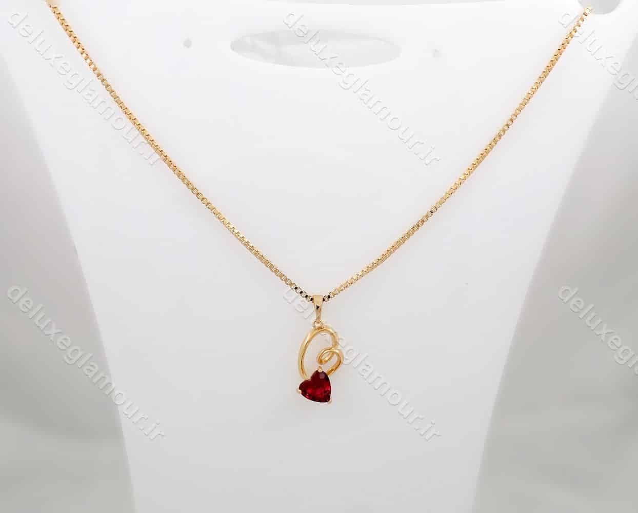 گردنبند دخترانه ژوپینگ طرح قلب با نگین قرمز از جنس زیرکونیا nw-n145 — تصویر ۳
