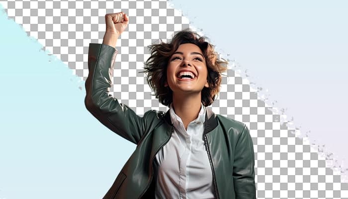 تصویر PNG زن خوشحال موفق با مفهوم روز زن
