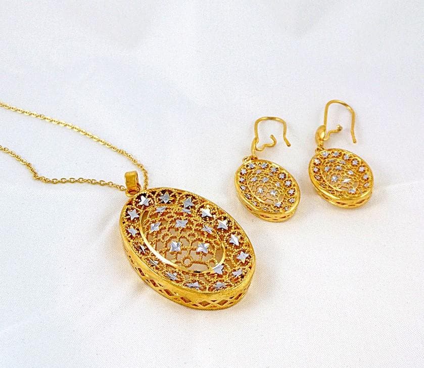 نیم ست زنانه استیل ستاره دار با روکش آب طلای 18 عیار pr-s139