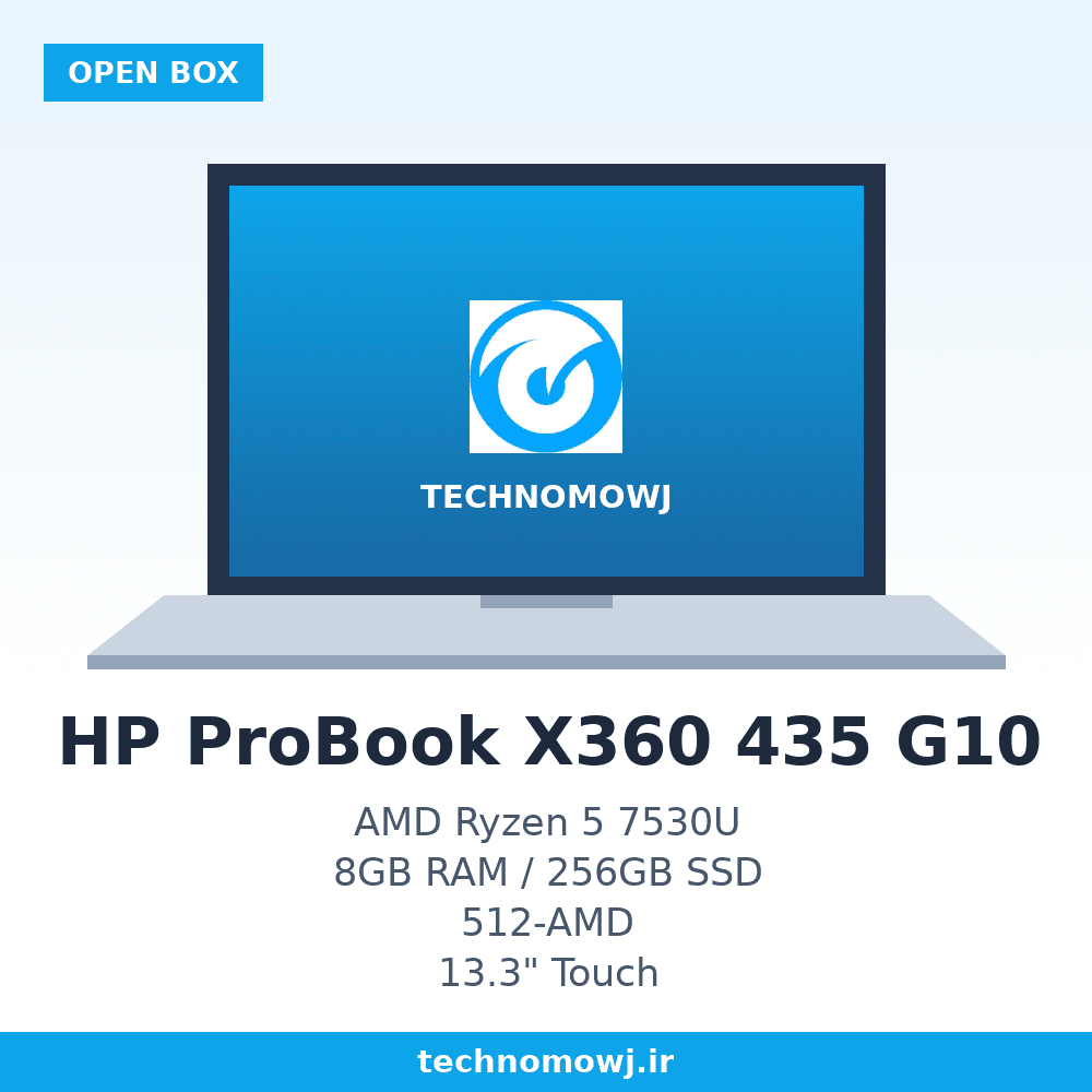 لپ تاپ اپن باکس HP ProBook X360 435 G10 | Ryzen 5 7530U | 8 GB Ram DDR4 | SSD 256 GB | VGA 512-AMD | Display 13.3 FHD Touch