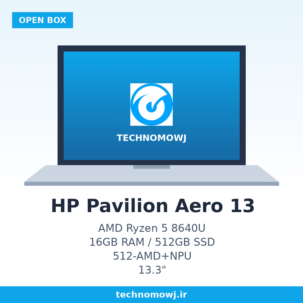 لپ تاپ اپن باکس HP Pavilion Aero 13 | Ryzen 5 8640U | 16 GB Ram DDR5 | SSD 512 GB | VGA 512-AMD+NPU | Display 13.3 FHD+