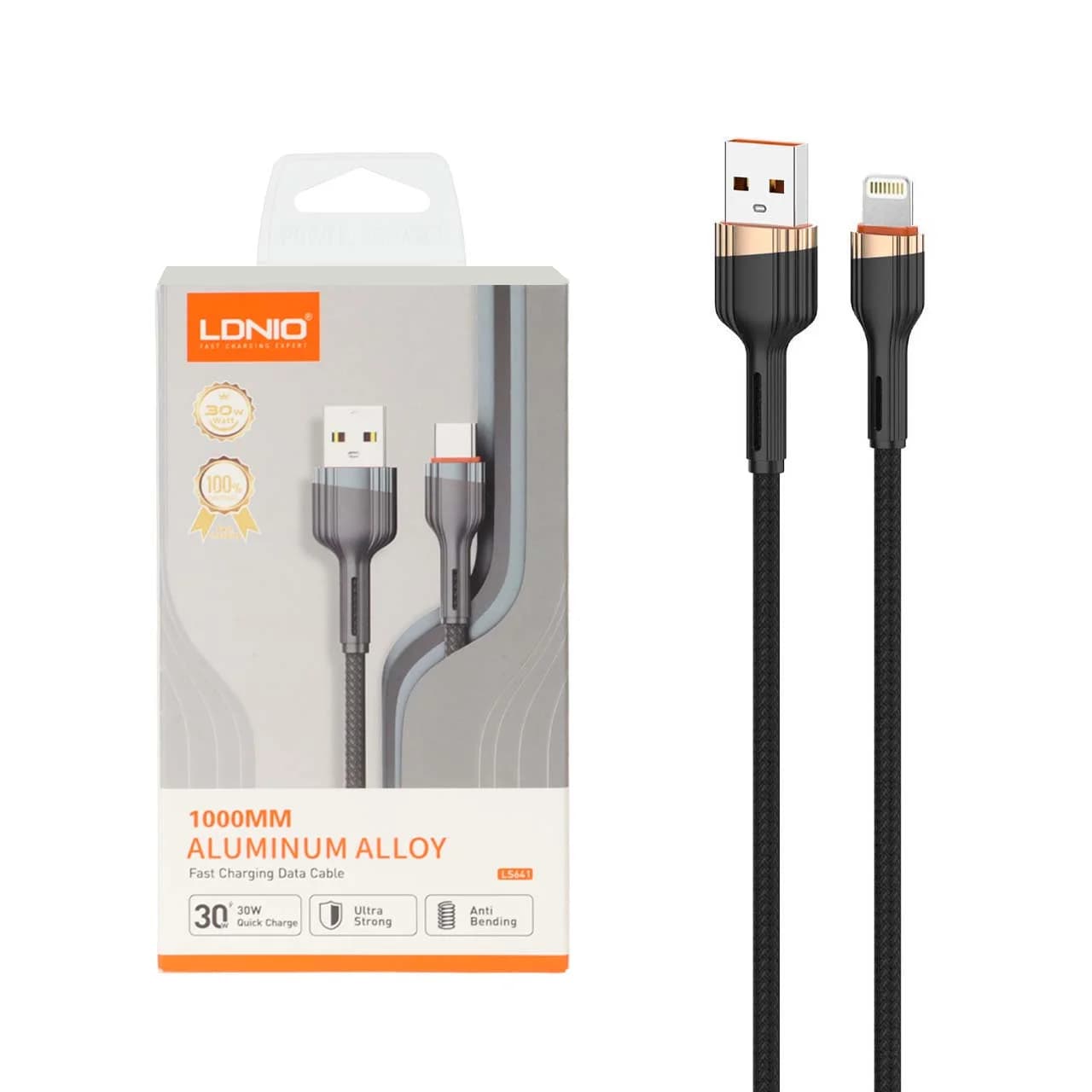 کابل شارژ فست آیفون LDNIO مدل LS641 – خاکستری (اصلی)